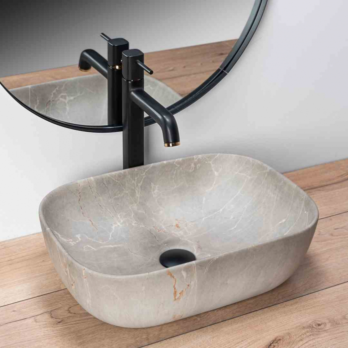 Lavoar pe blat formă dreptunghiulară lungime 46 cm culoare crem model Livia Beige [2]