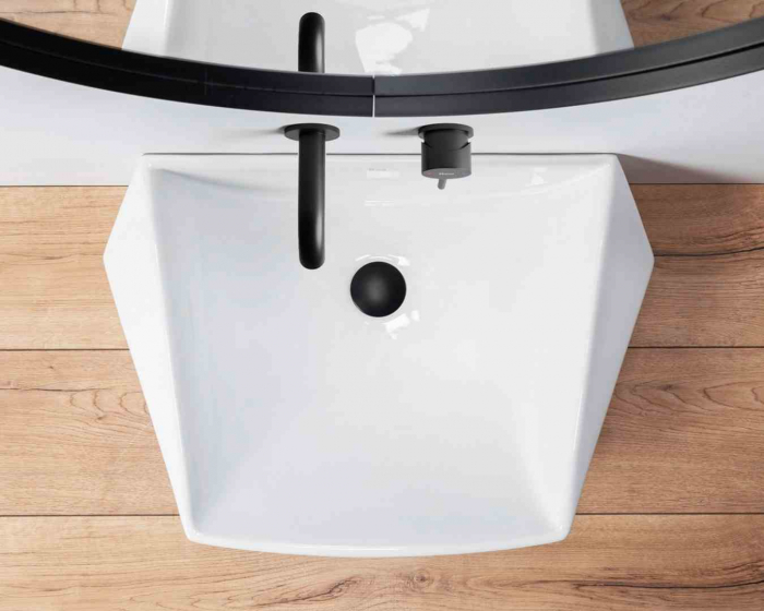 Lavoar baie pe blat formă neregulată lungime 60 cm culoare alb model Lucy [4]