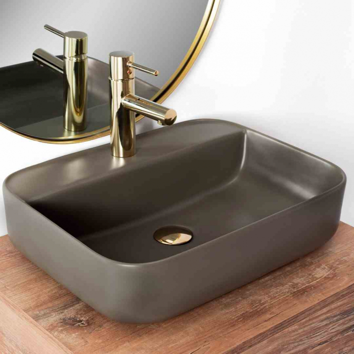 Lavoar baie pe blat formă dreptunghiulară lungime 51 cm culoare gri mat model Martina Grey Mat [2]