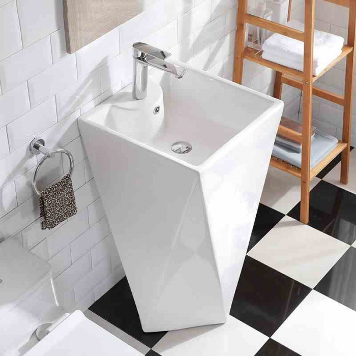 Lavoar independent formă hexagonală înălțime 81.5 cm culoare albă model Monte White [2]