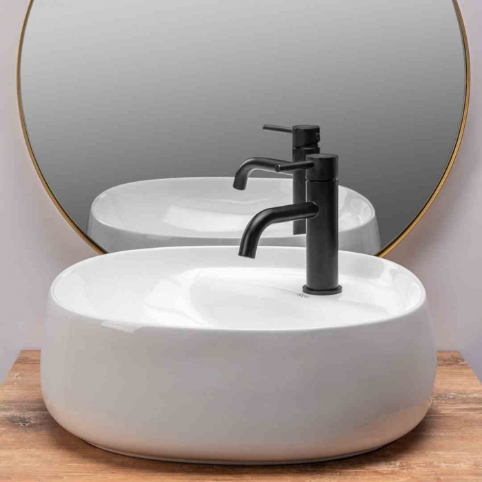 Lavoar baie pe blat formă patrată lungime 46 cm culoare alb model Pola [3]
