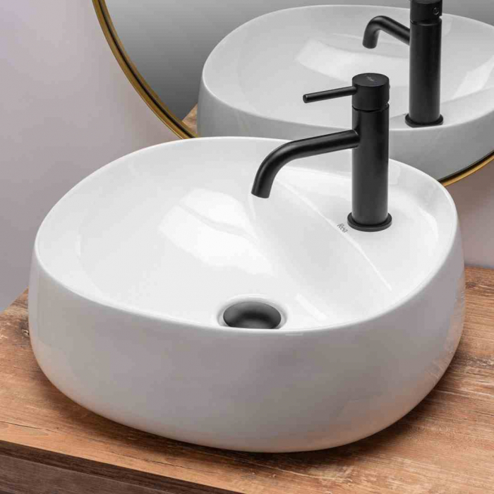 Lavoar baie pe blat formă patrată lungime 46 cm culoare alb model Pola [2]