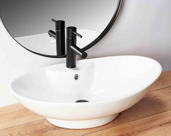 Lavoar baie pe blat formă ovală lungime 58 cm culoare alb model Rosa Mini [2]