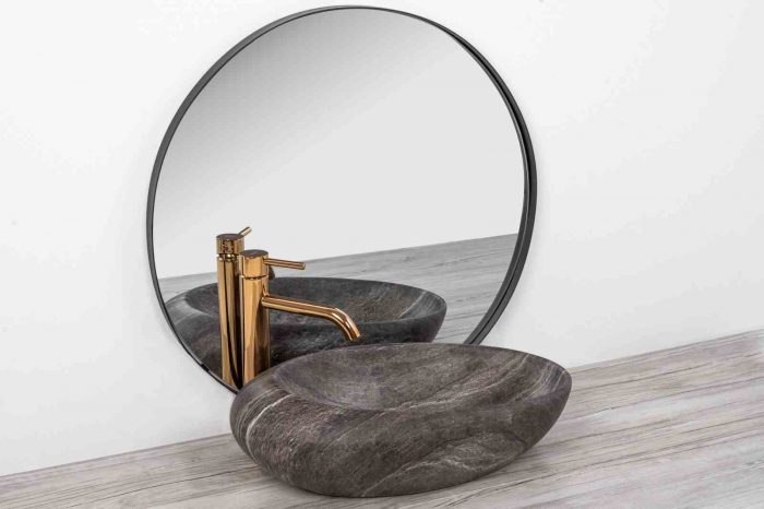 Lavoar pe blat formă ovală lungime 49 cm culoare gri model Roxy Stone Grey [2]