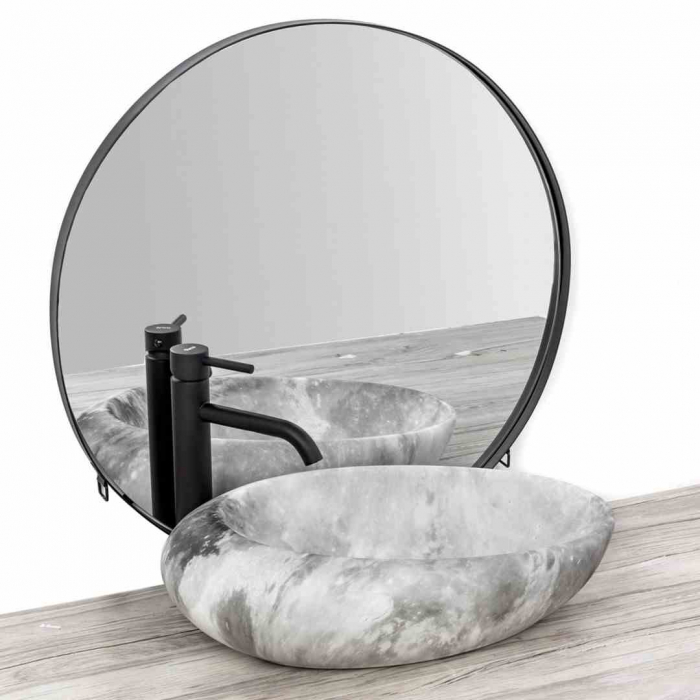 Lavoar pe blat formă ovală lungime 49 cm culoare gri model Roxy Stone Grey [2]