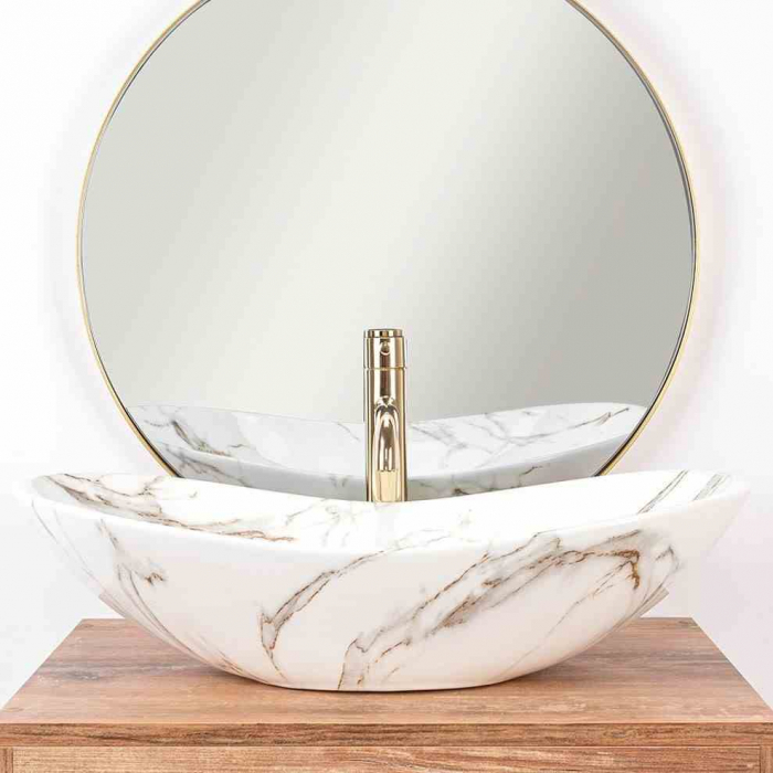 Lavoar pe blat formă semiovală lungime 62 cm culoare alb model Royal Lava [4]