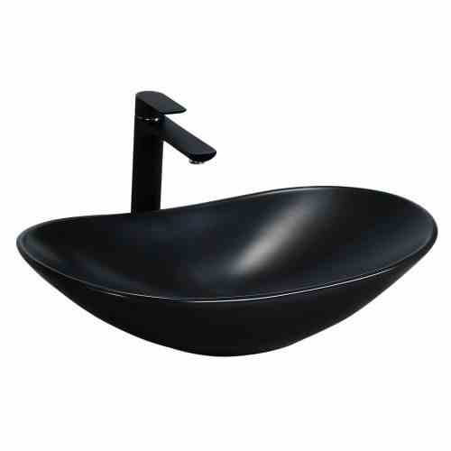Lavoar pe blat formă semiovală lungime 62 cm culoare negru mat model Royal Black Mat [1]