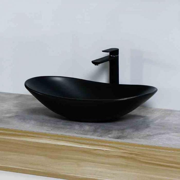 Lavoar pe blat formă semiovală lungime 62 cm culoare negru mat model Royal Black Mat [3]
