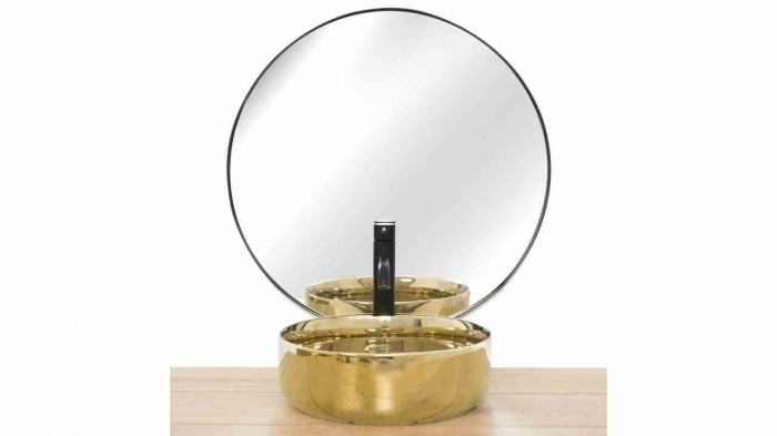 Lavoar pe blat formă rotundă lungime 36 cm culoare auriu model Sami Gold [4]