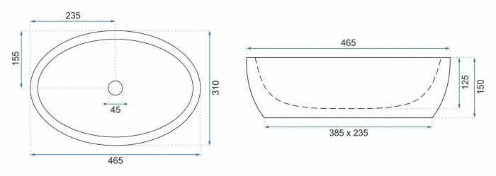 Lavoar pe blat formă ovală lungime 46 cm culoare alb model Shila [6]
