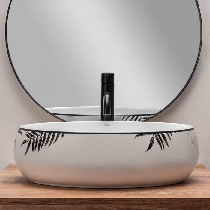 Lavoar pe blat formă ovală lungime 46 cm culoare alb model Shila [4]