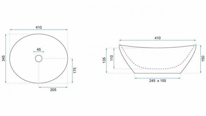 Lavoar baie pe blat formă ovală lungime 41 cm culoare alb model Sofia Gold Edge [6]