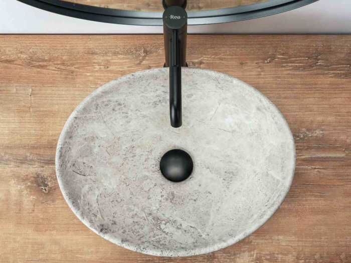Lavoar baie pe blat formă ovală lungime 41 cm culoare gri model Sofia Light Stone [5]