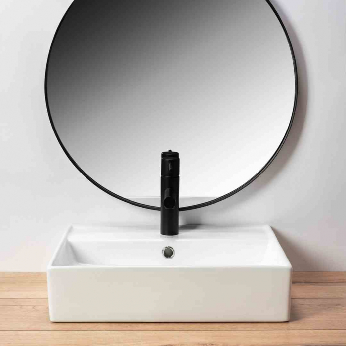 Lavoar baie pe blat formă dreptunghiulară lungime 50 cm culoare alb model Valeria [3]