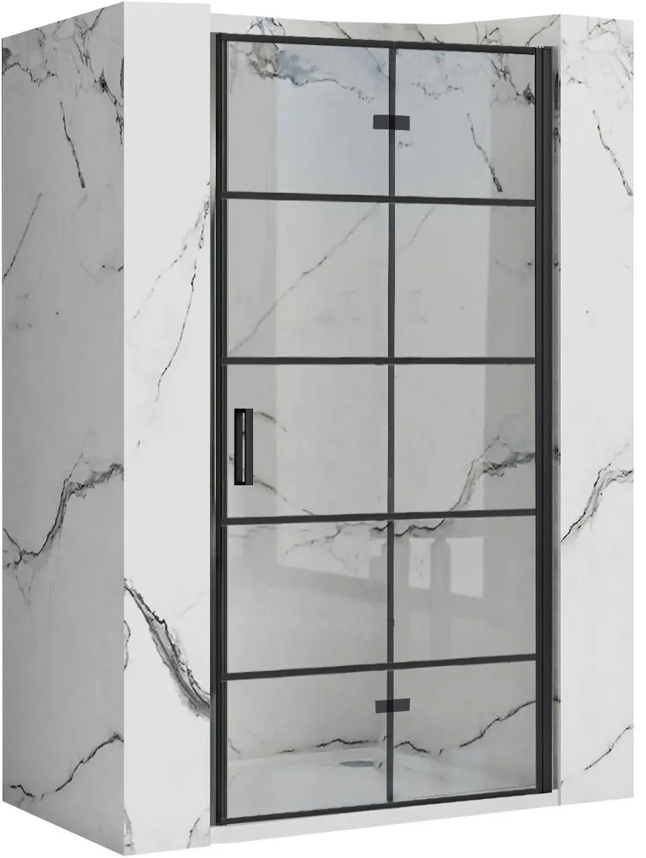 Ușă duș pliabilă mărime 90 cm culoare neagră sticlă securizată transparentă model Molier Black [2]
