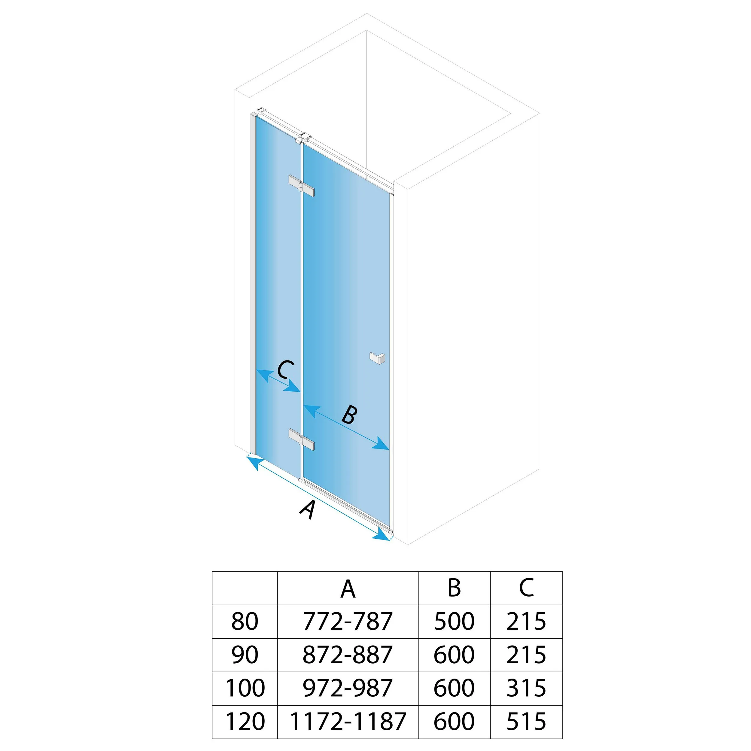 Ușă duș batantă 80 cm finisaj crom lucios sticlă securizată transparentă model Atlas Left Chrome [7]