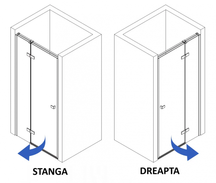 Ușă duș batantă 120 cm finisaj crom lucios sticlă securizată transparentă model Atlas Right Chrome [6]
