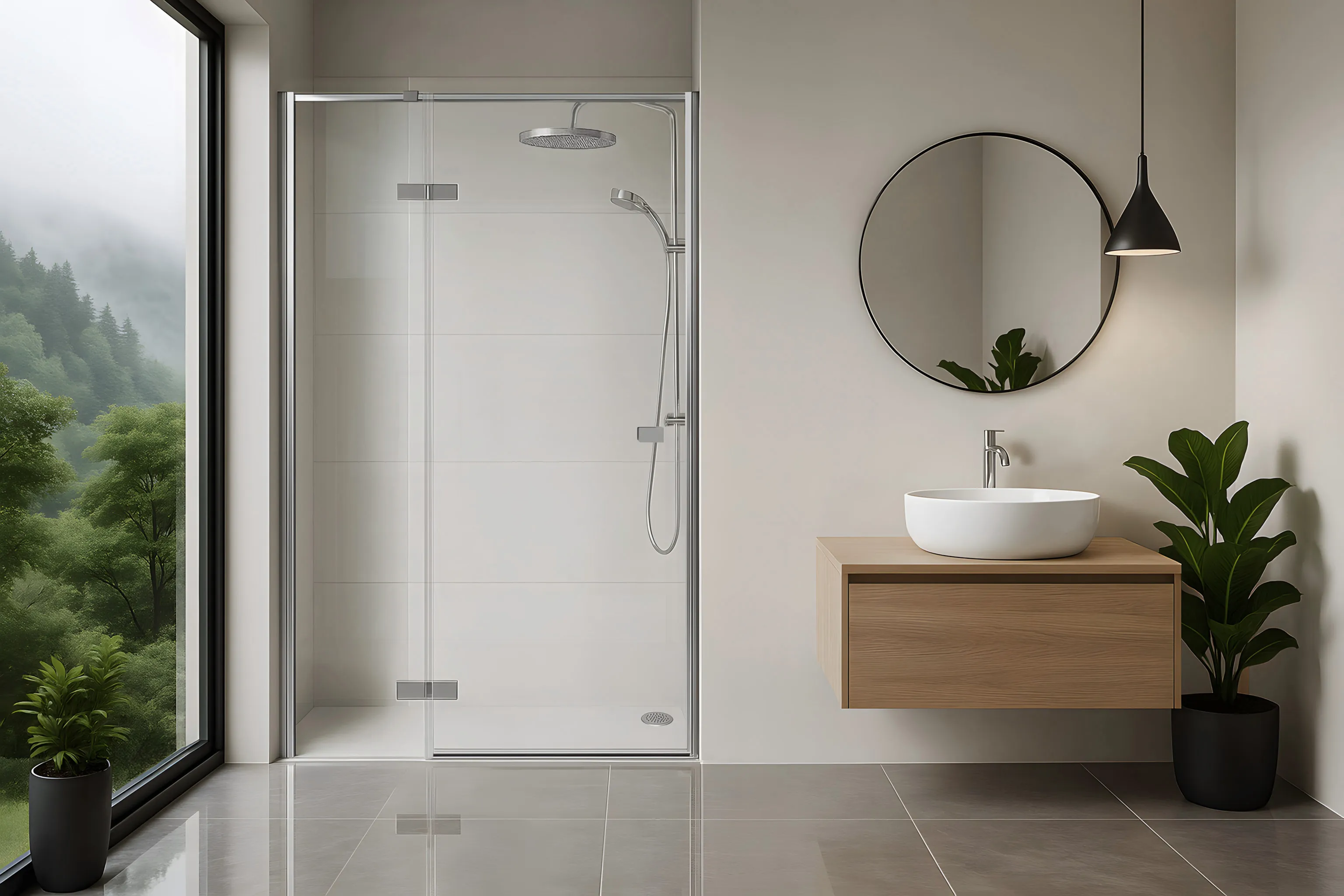 Ușă duș batantă 120 cm finisaj crom lucios sticlă securizată transparentă model Atlas Right Chrome [2]