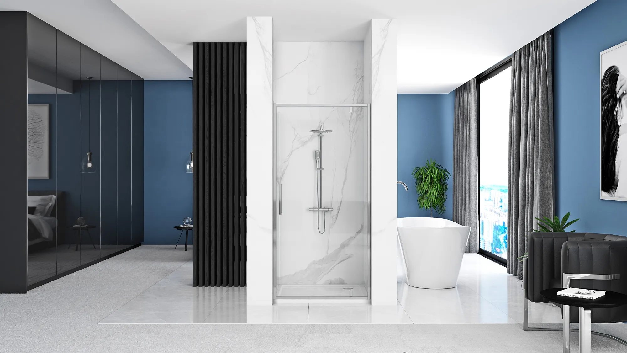 Ușă cabină duș batantă 100 cm culoare crom sticlă securizată transparentă model Rapid Swing Chrome [4]