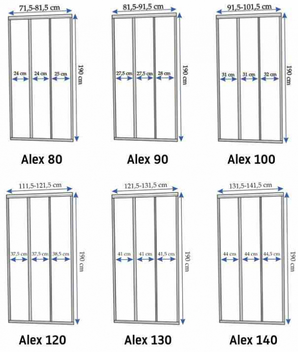 Ușă duș culisantă mărime 90 cm culoare crom sticlă securizată transparentă model Alex Chrome [6]