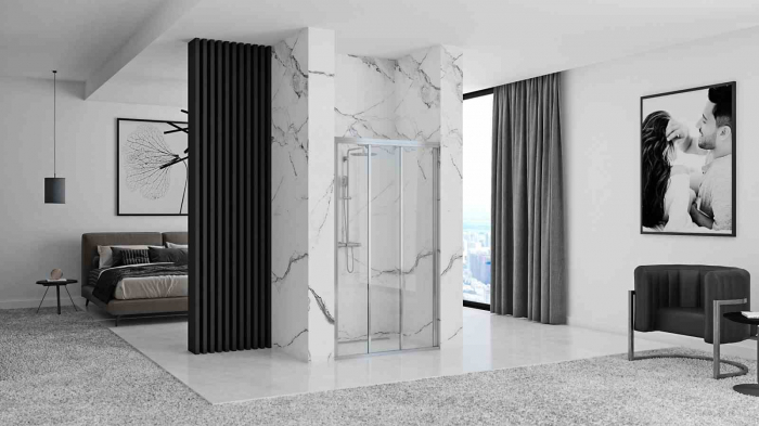 Ușă duș culisantă mărime 90 cm culoare crom sticlă securizată transparentă model Alex Chrome [4]