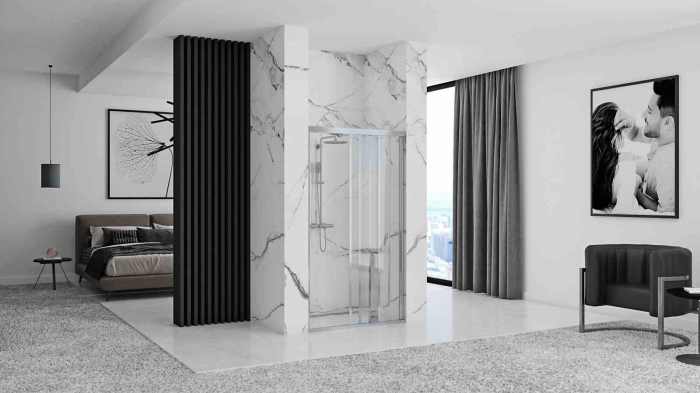 Ușă duș culisantă mărime 90 cm culoare crom sticlă securizată transparentă model Alex Chrome [5]