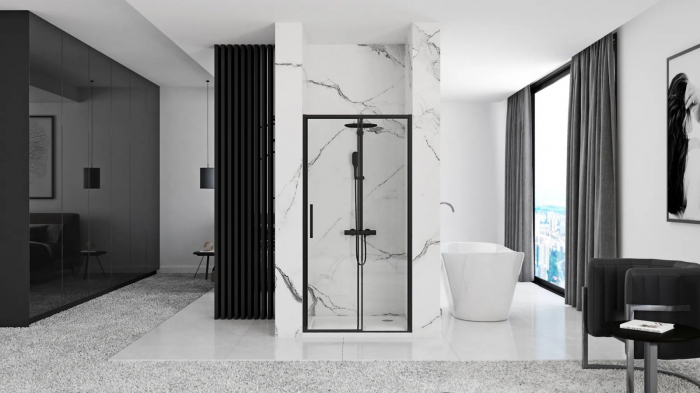 Ușă duș culisantă mărime 120 cm culoare neagră sticlă securizată transparentă model Rapid Slide Black [2]