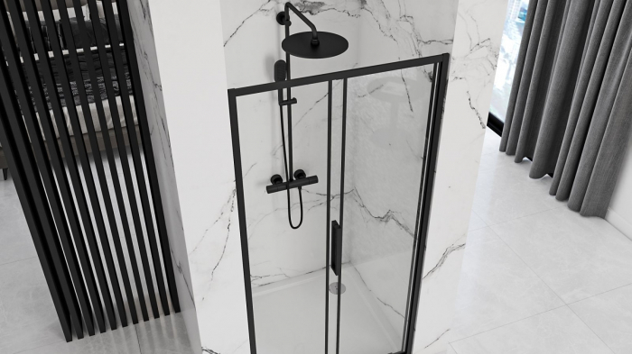 Ușă duș culisantă mărime 120 cm culoare neagră sticlă securizată transparentă model Rapid Slide Black [3]