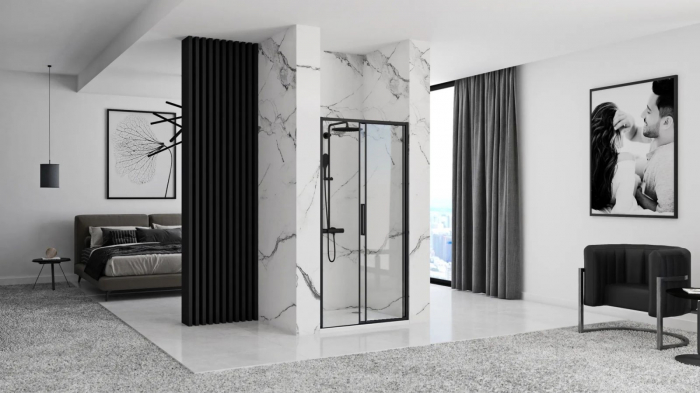 Ușă duș culisantă mărime 120 cm culoare neagră sticlă securizată transparentă model Rapid Slide Black [4]