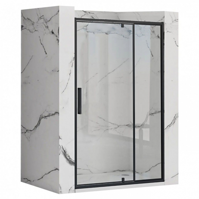 Ușă cabină duș batantă mărime 120 cm culoare neagră sticlă securizată transparentă model Rapid Swing Black [1]