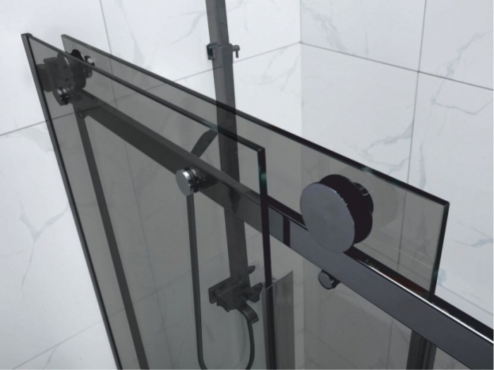Ușă cabină duș culisantă mărime 125 -> 145 cm culoare neagră sticlă securizată fumurie WST 01 [2]