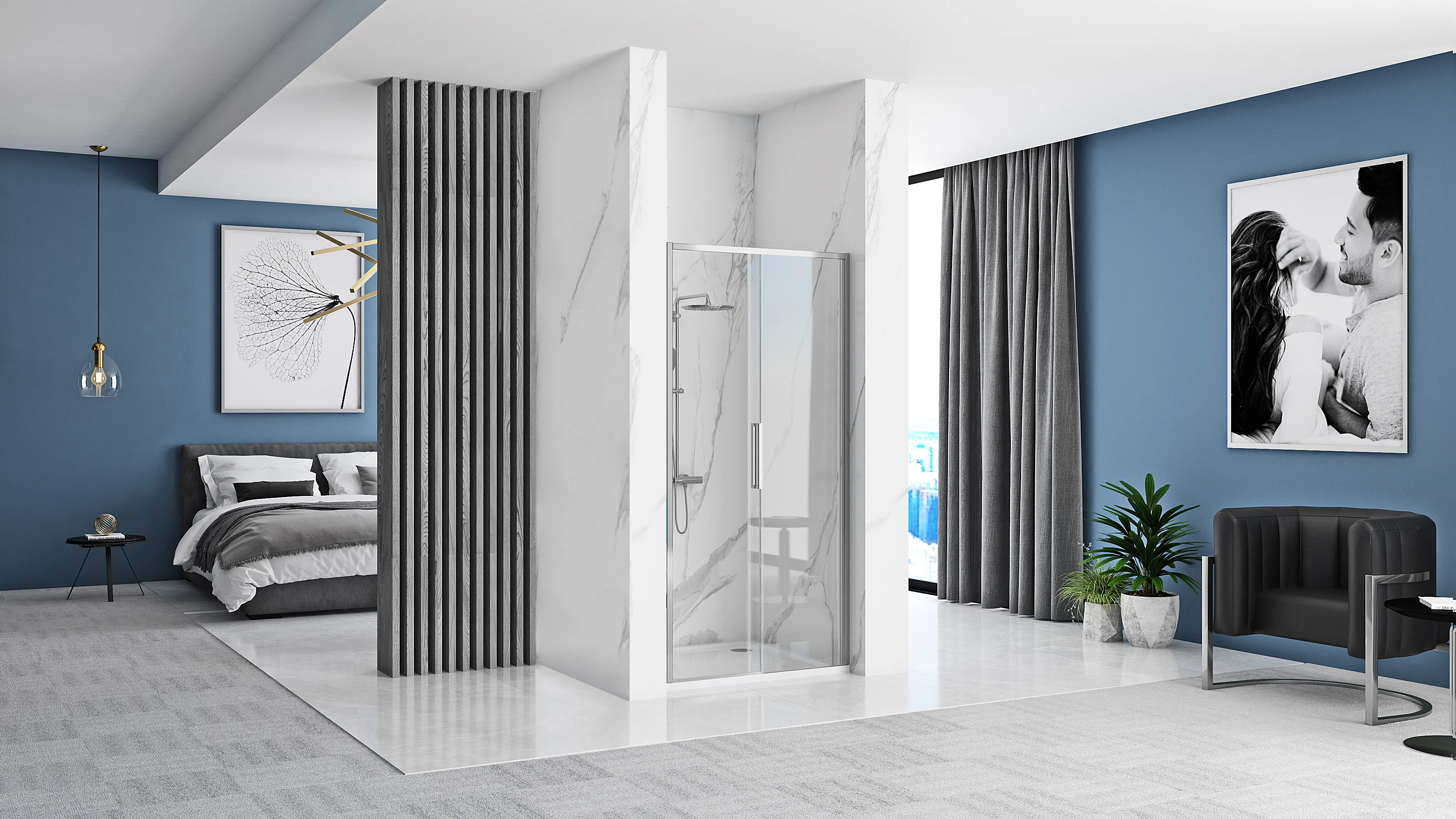 Ușă duș culisantă mărime 140 cm culoare crom sticlă securizată transparentă model Rapid Slide Chrome [3]