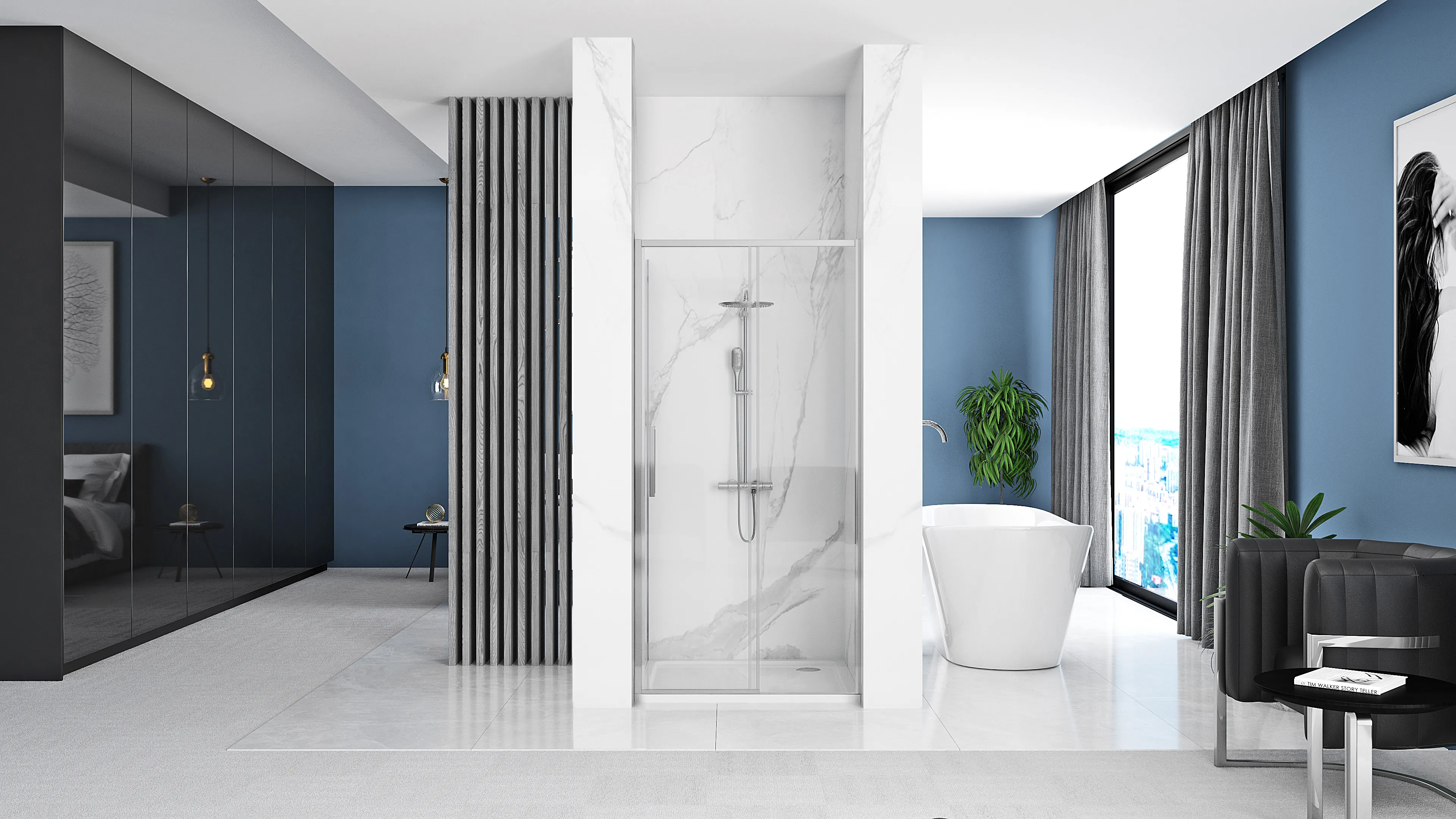 Ușă duș culisantă mărime 140 cm culoare crom sticlă securizată transparentă model Rapid Slide Chrome [4]