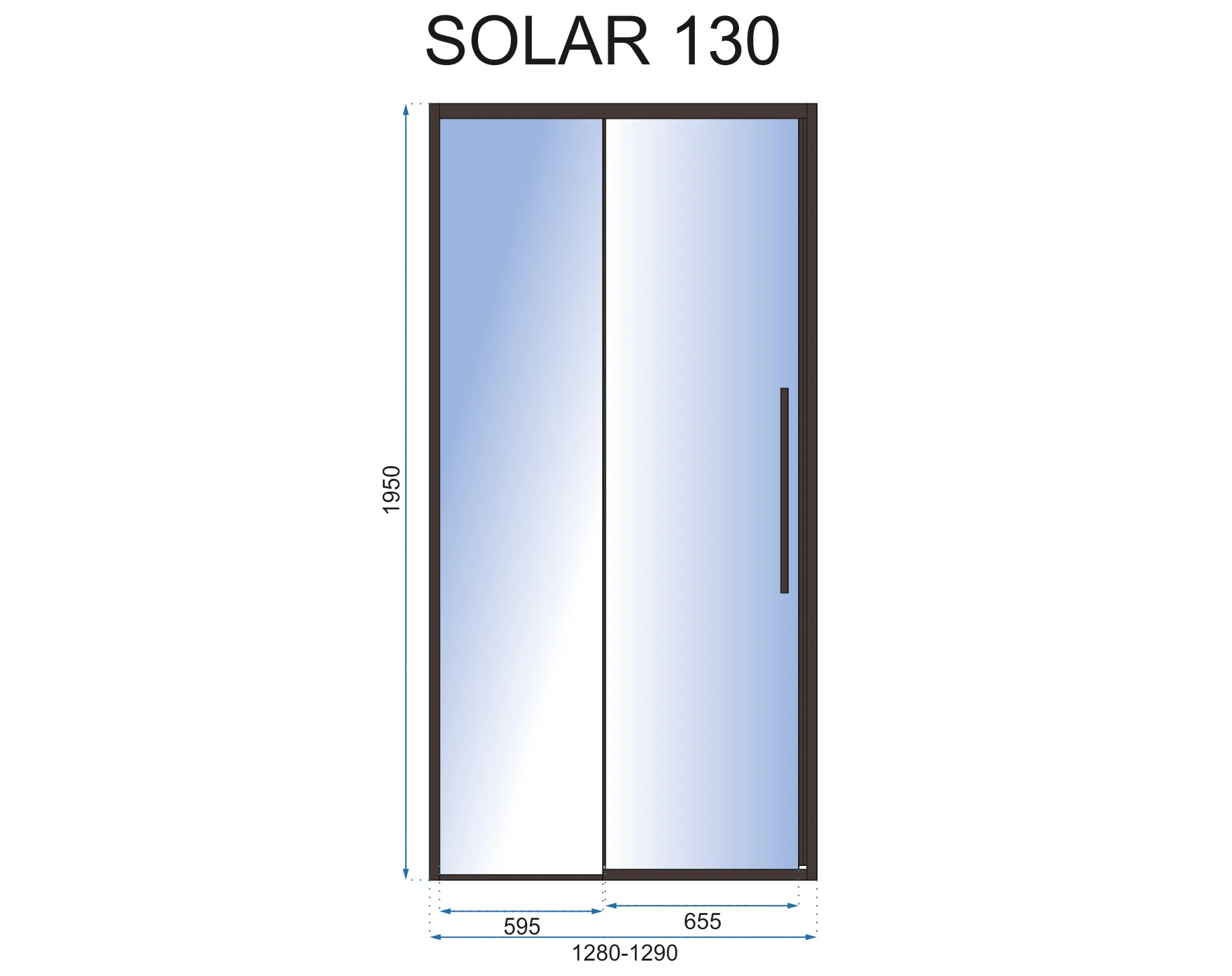 Ușă duș culisantă mărime 130 cm culoare negru mat sticlă securizată transparentă model Solar Black Matt [6]