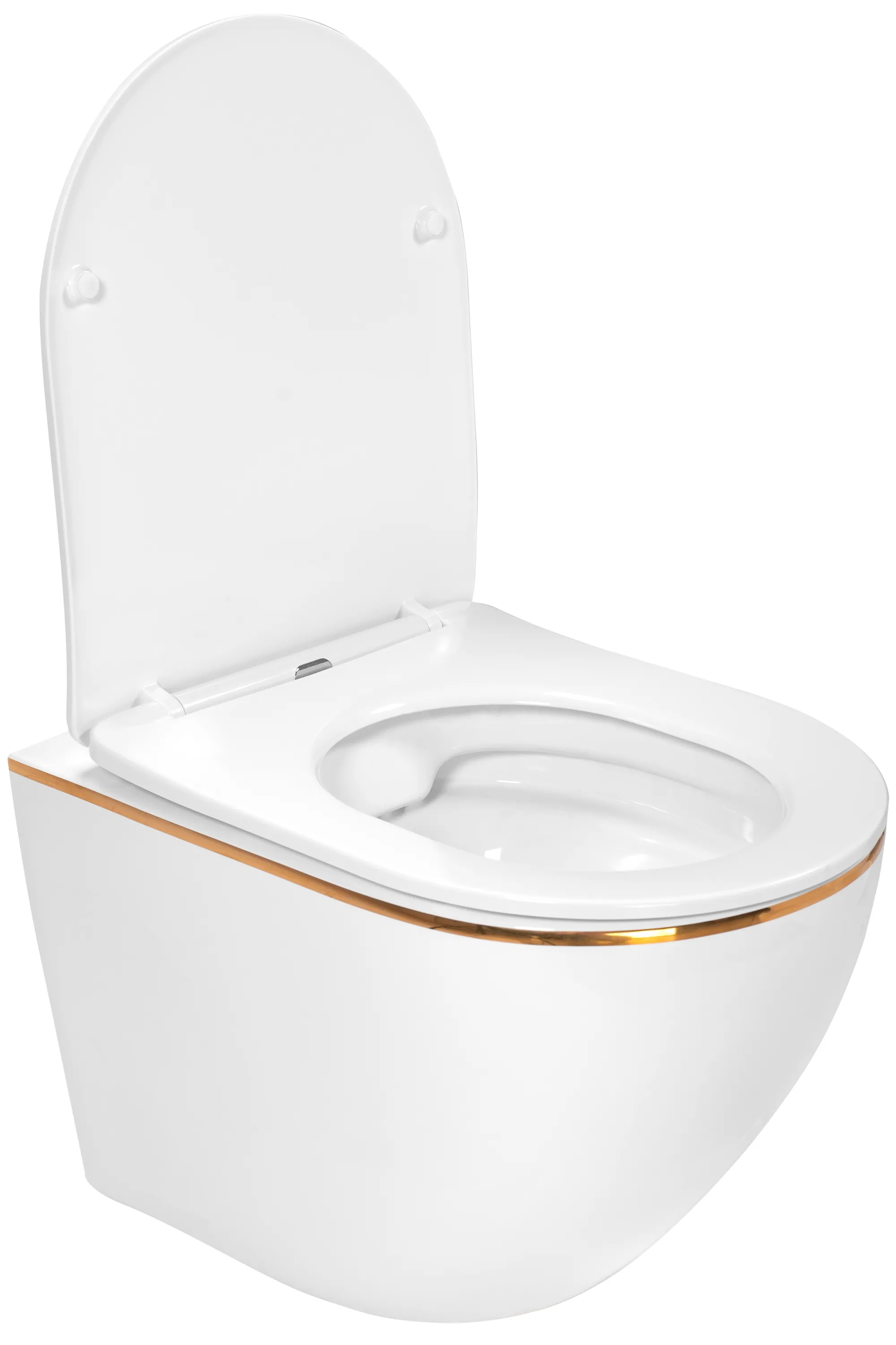 Vas wc suspendabil culoare alb model Carlo Mini Rimless Flat White Gold Edge - Rea [3]