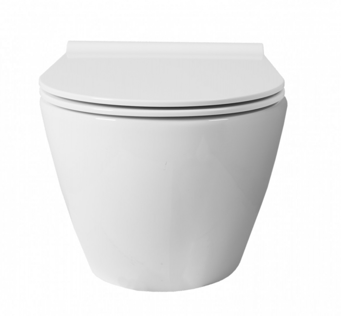 Vas wc suspendabil culoare alb model Carter Rimless Duroplast Slim White - Rea [2]