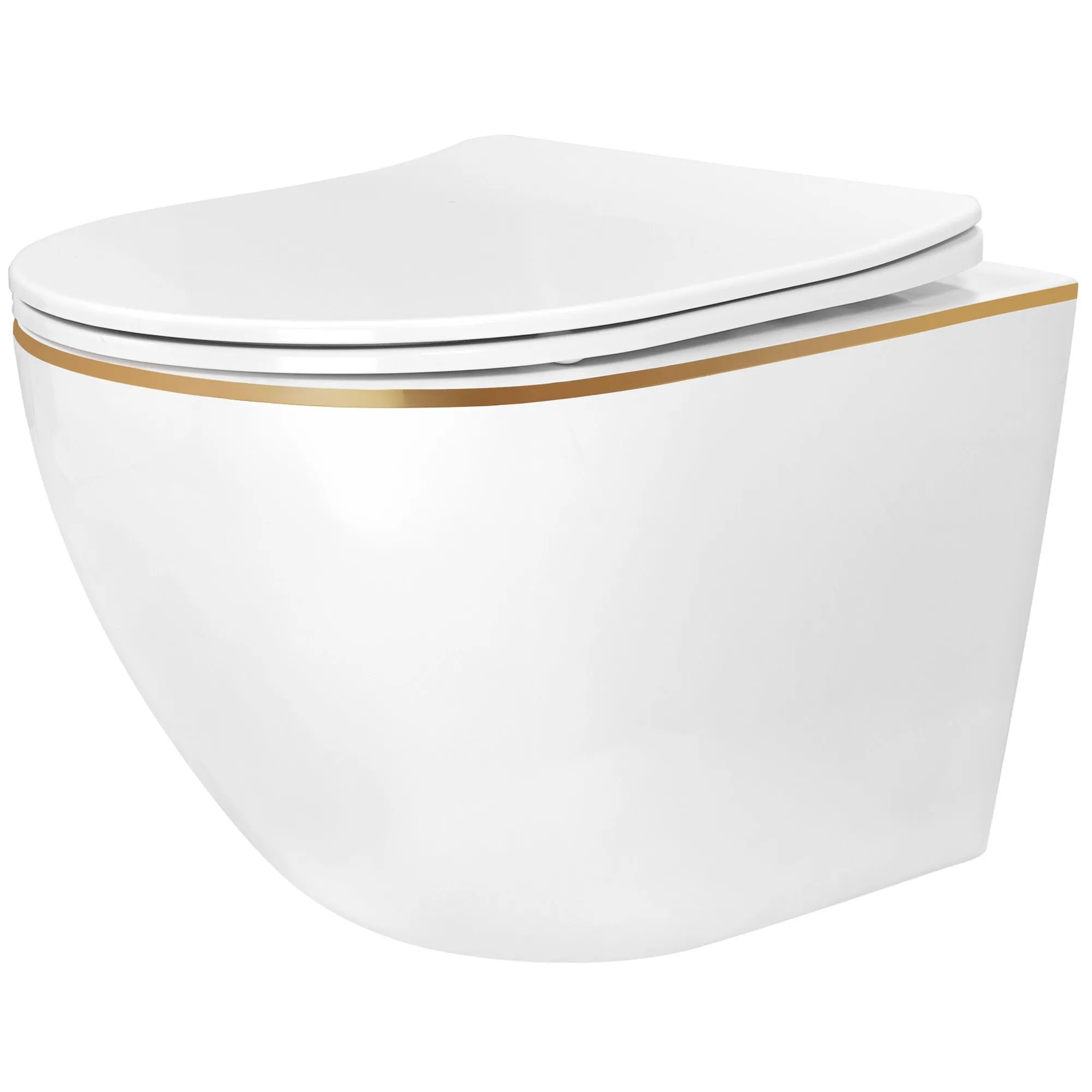 Vas wc suspendabil culoare alb și auriu model Carlo Mini Tornado Rimless NF Gold Edge [1]