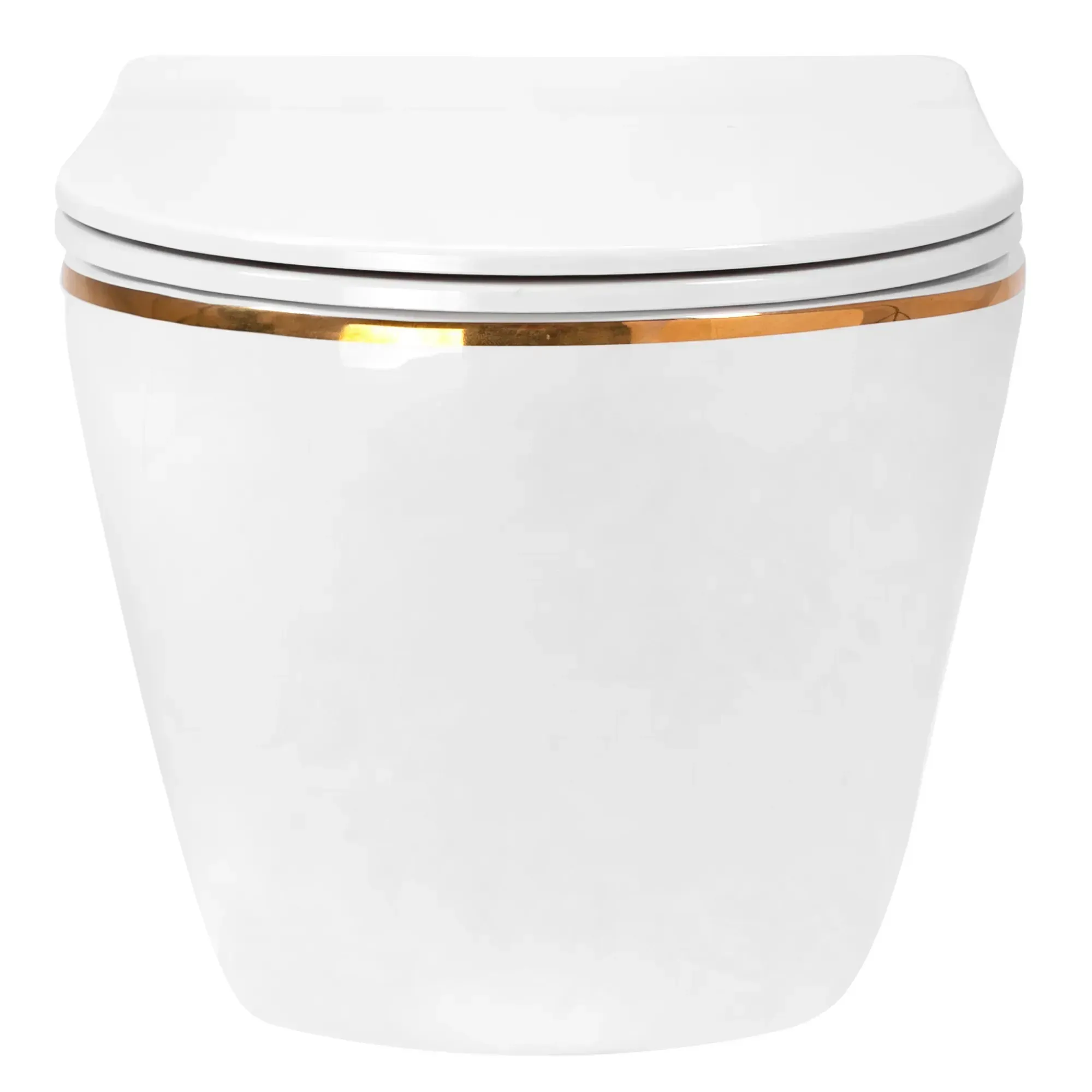 Vas wc suspendabil culoare alb și auriu model Carlo Mini Tornado Rimless NF Gold Edge [2]