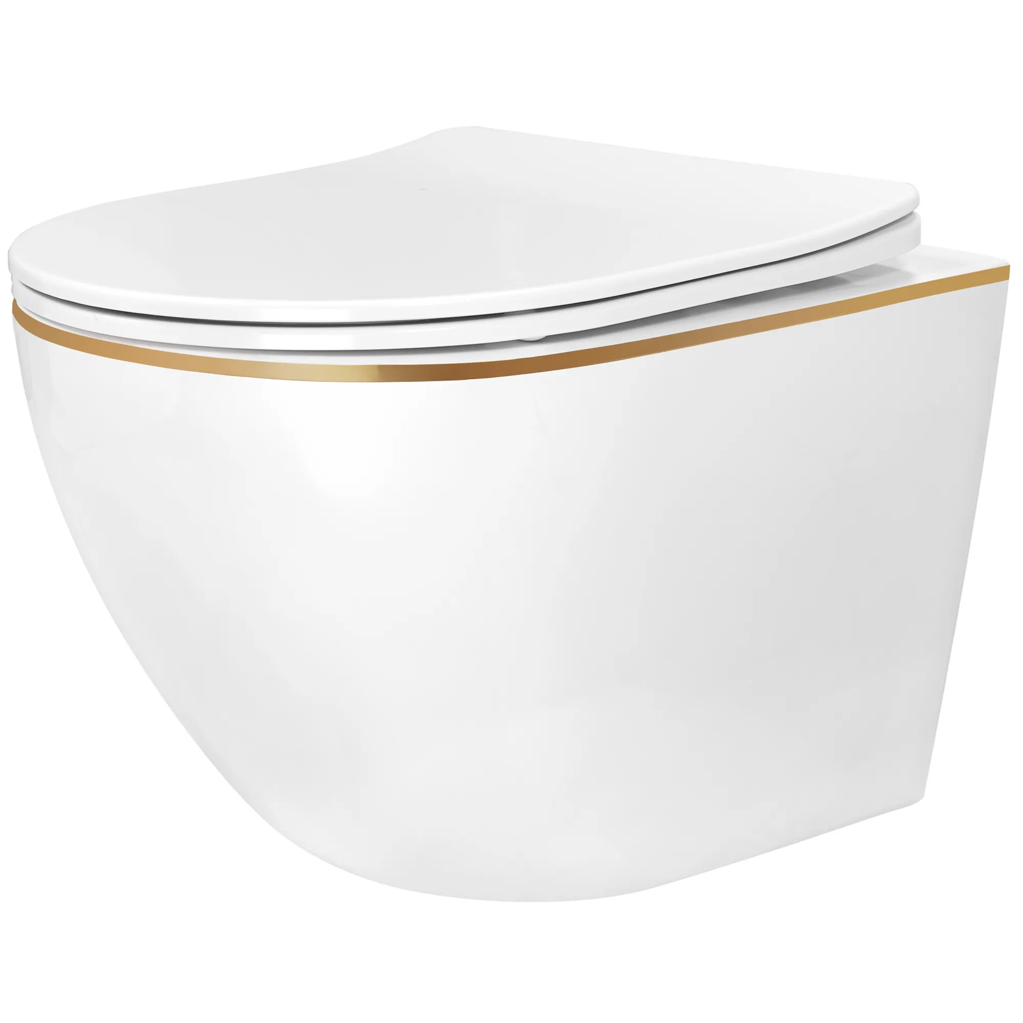 Vas wc suspendabil culoare alb și auriu model Carlo Mini Tornado Rimless NFQ Gold Edge [1]