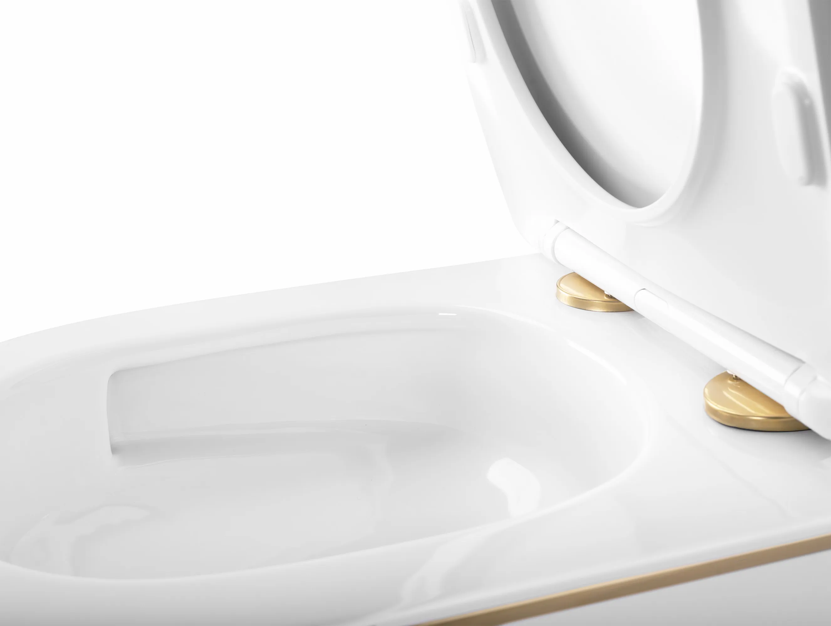 Vas wc suspendabil culoare alb și auriu model Carlo Mini Tornado Rimless NFQ Gold Edge [3]