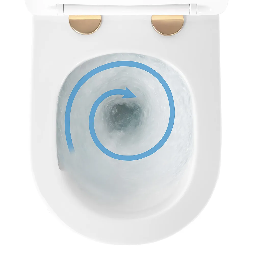 Vas wc suspendabil culoare alb și auriu model Carlo Mini Tornado Rimless NFQ Gold Edge [5]