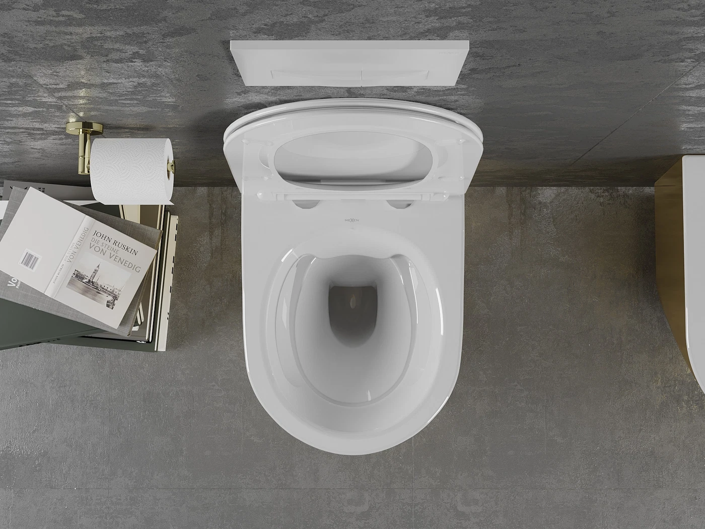 Vas wc suspendabil Rimless cu capac slim cu închidere lentă culoare alb/auriu model Lensa [5]