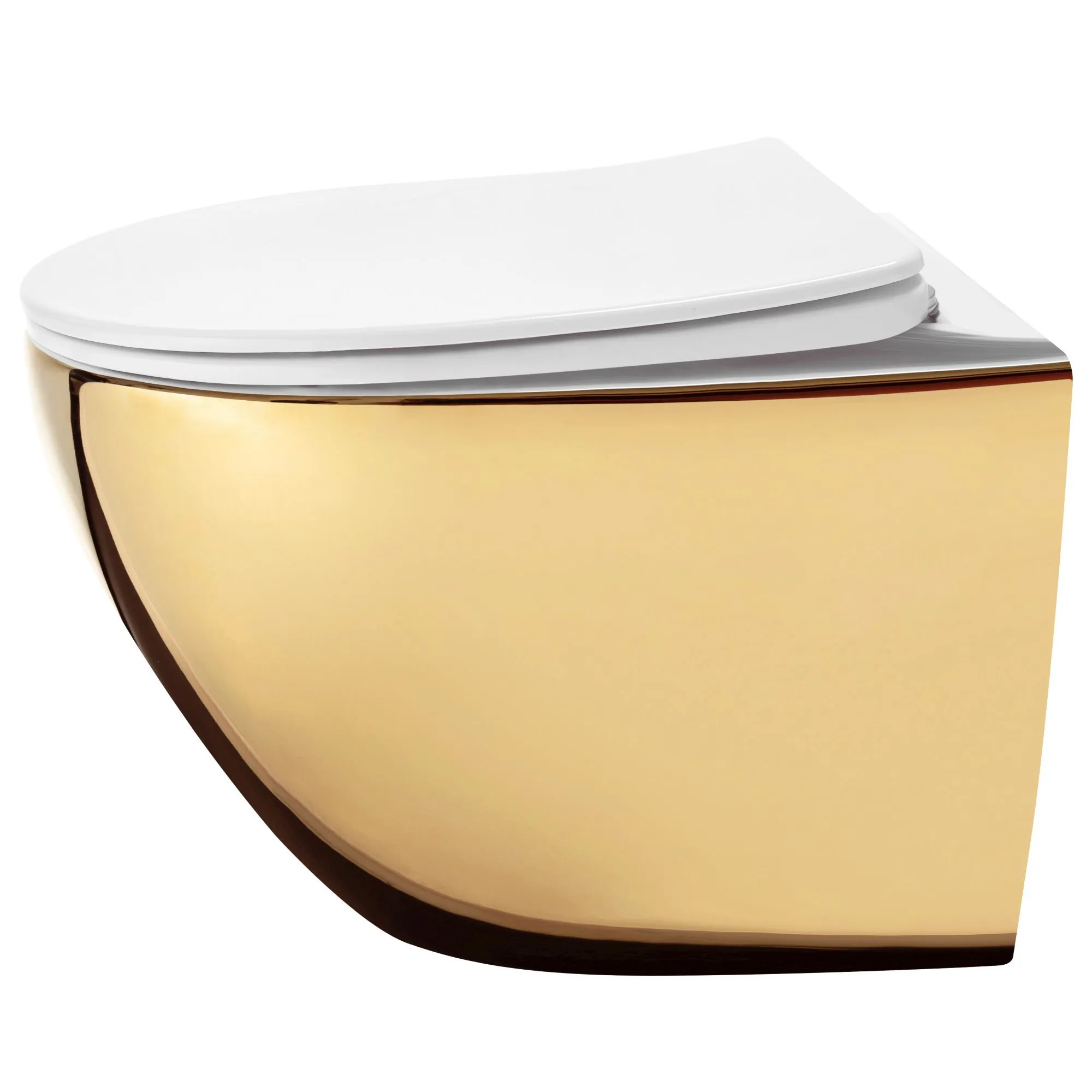 Vas wc suspendabil culoare auriu lucios model Carlo Mini Rimless Tornado NF Gold White [3]