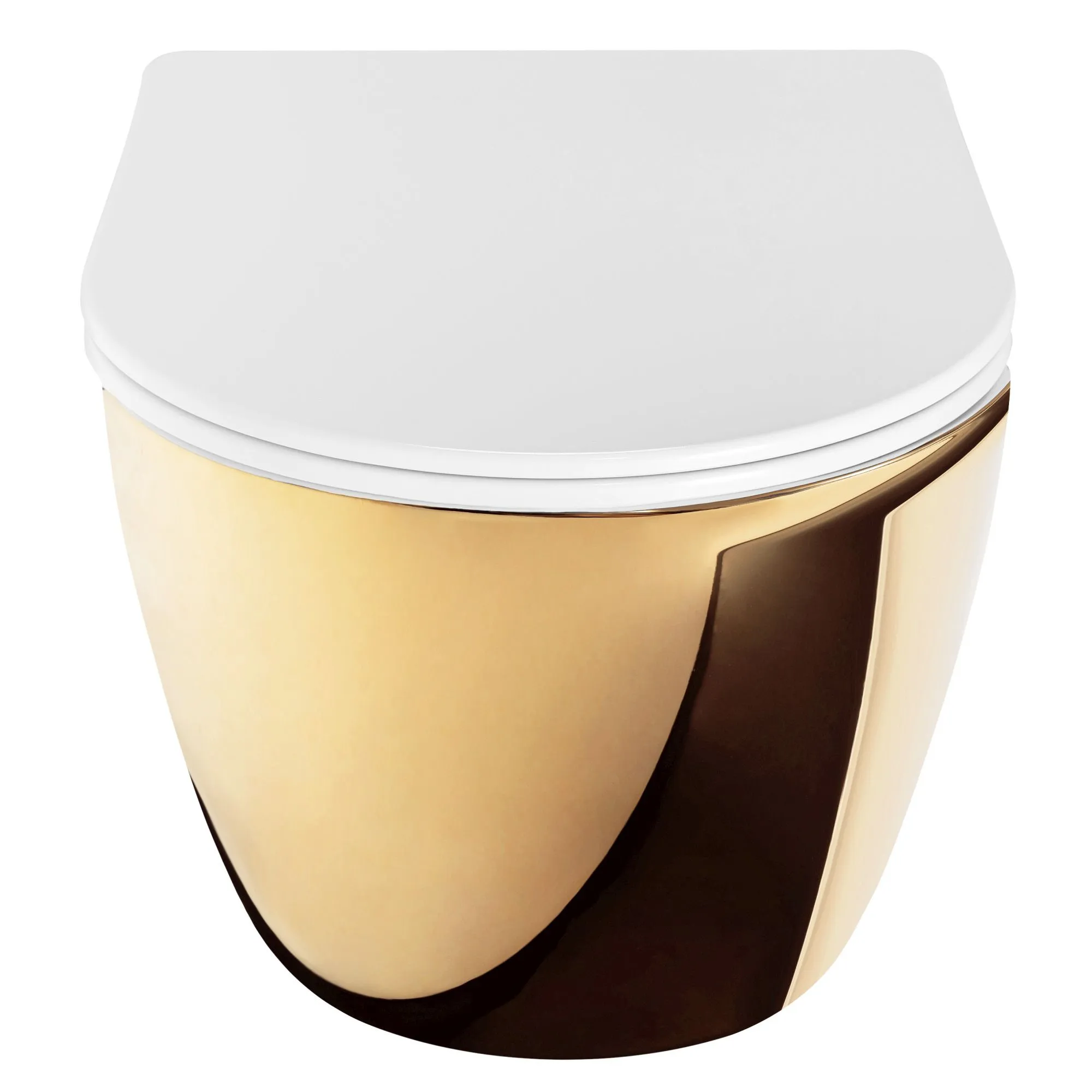 Vas wc suspendabil culoare auriu lucios model Carlo Mini Rimless Tornado NF Gold White [2]