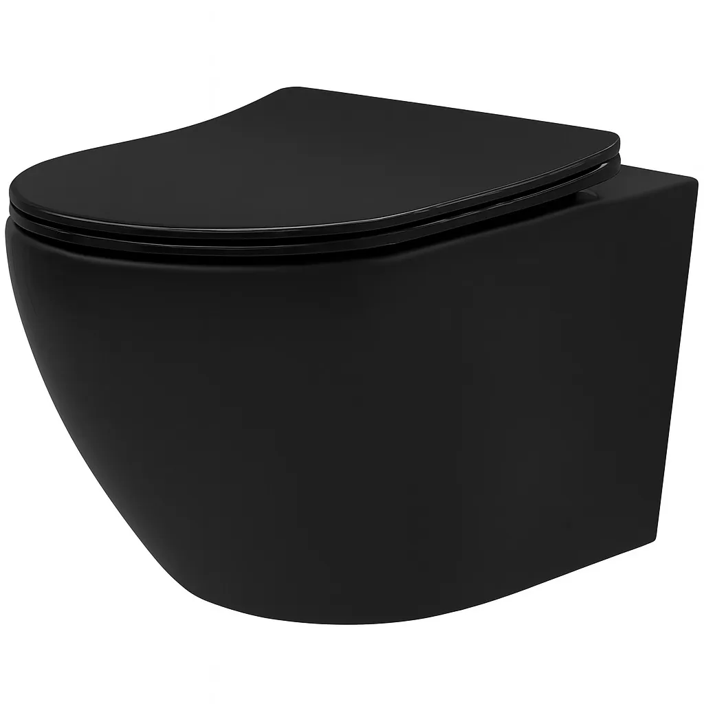 Vas wc suspendabil culoare negru mat model Carlo Rimless Mini Tornado NF Black Matt [1]