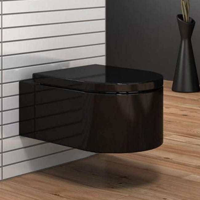Vas wc suspendabil culoare neagră model Lorent Rimless Black - Veldman [2]