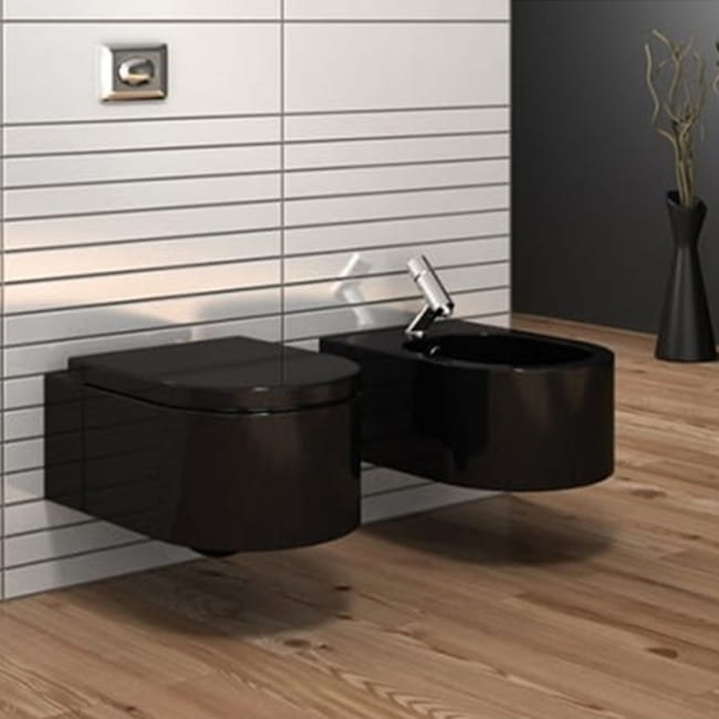 Vas wc suspendabil culoare neagră model Lorent Rimless Black - Veldman [3]