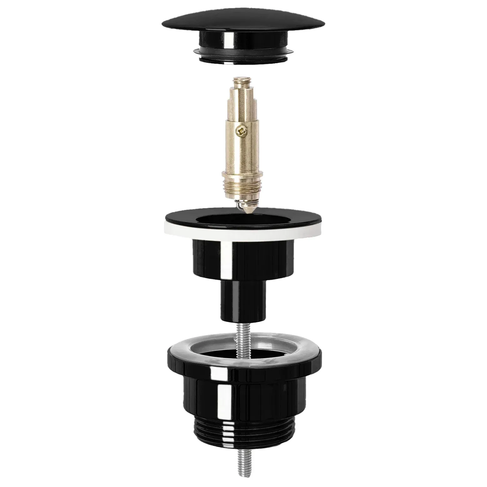 Dop pentru lavoar universal culoare negru lucios cu închidere click-clack model Ventil Black Metalic [2]