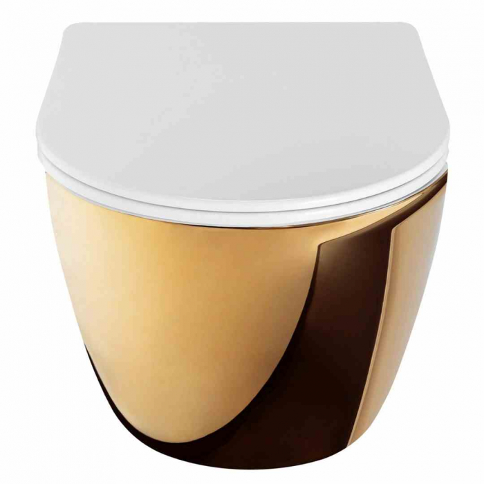 Vas wc suspendabil culoare aurie model Carlo Mini Rimless Duroplast Flat Gold White - Rea [3]