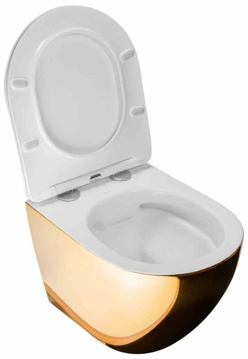Vas wc suspendabil culoare aurie model Carlo Mini Rimless Duroplast Flat Gold White - Rea [5]